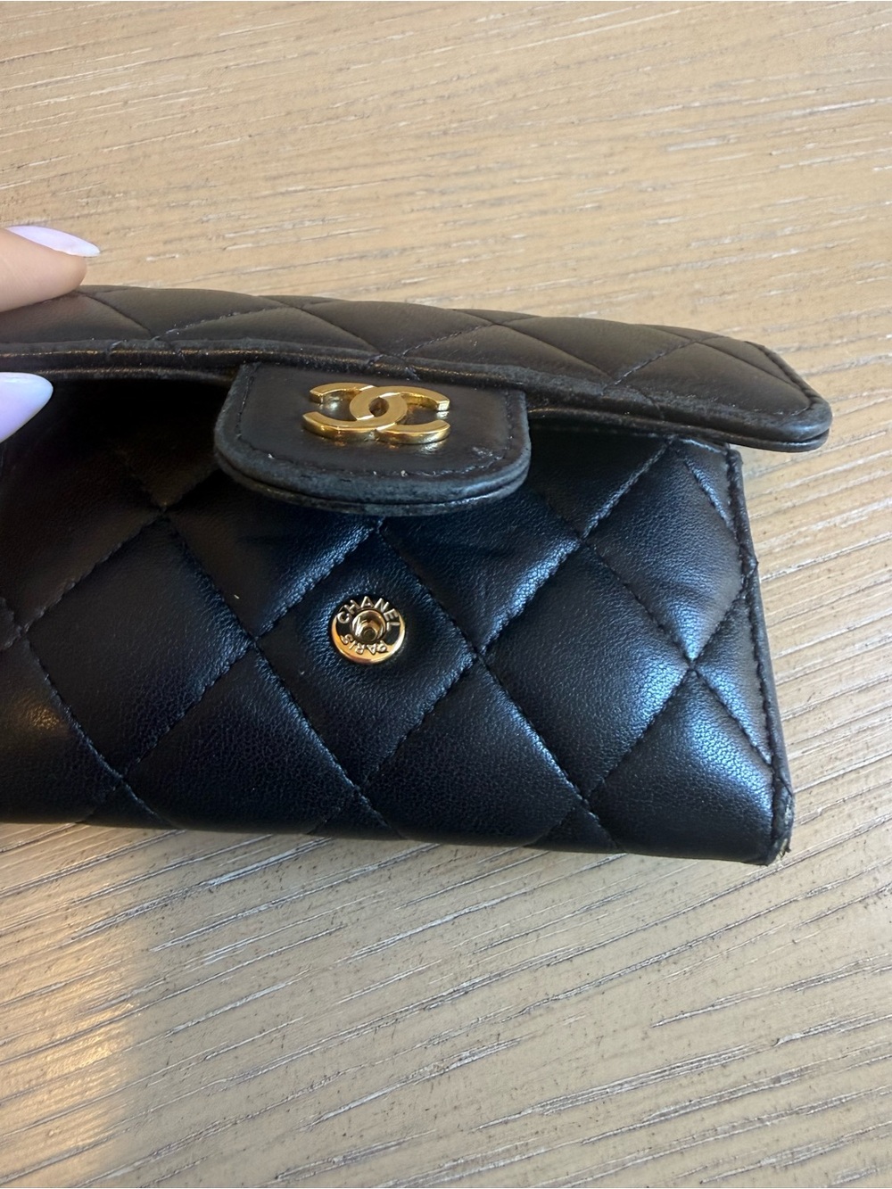 CHANEL Black Quilted Lambskin Mini Wallet with Gold CC - Picture 5 of 6